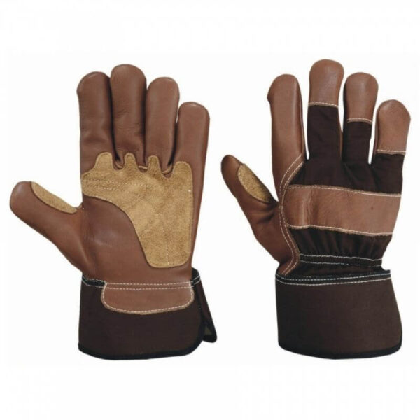 brown leather work gloves