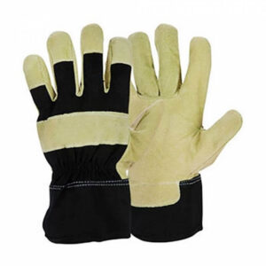 black leather work gloves