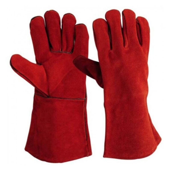 big red welding gloves