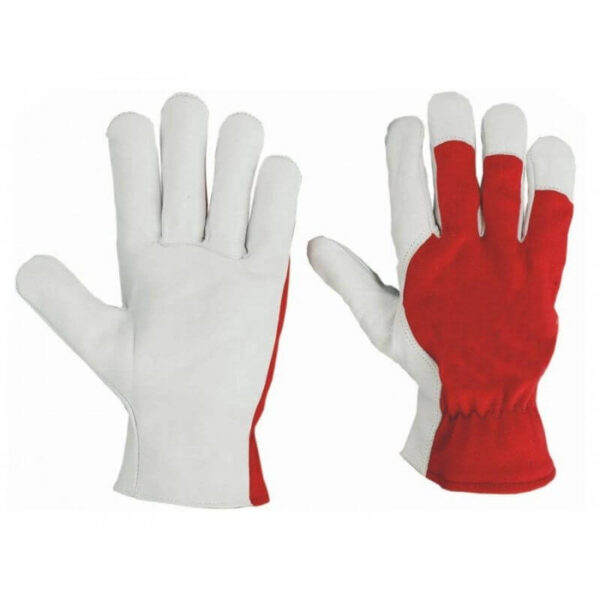 red leather work gloves